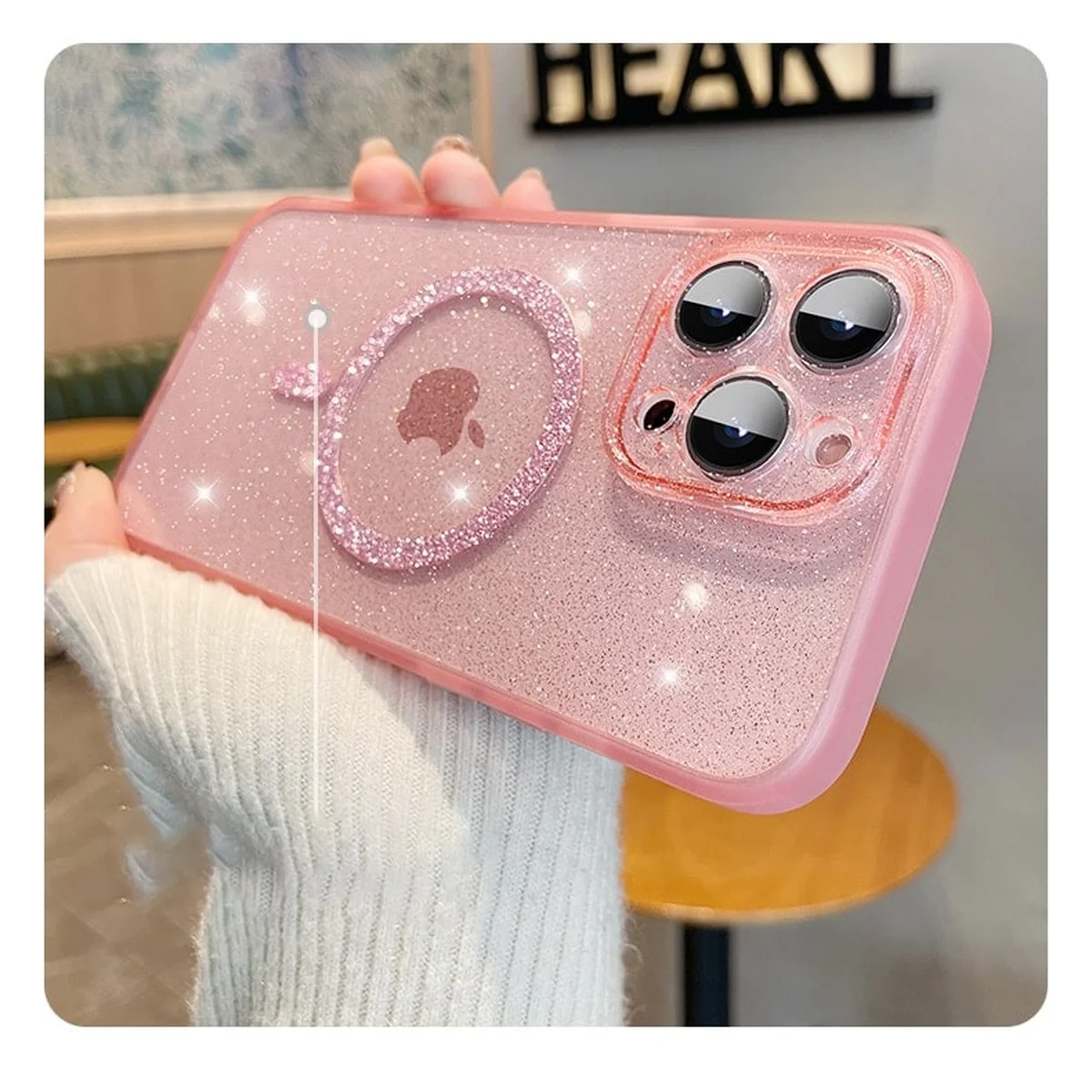 Силіконовий чохол "Bling Shinny" with MagSafe для Apple iPhone 14 Pro Рожевий