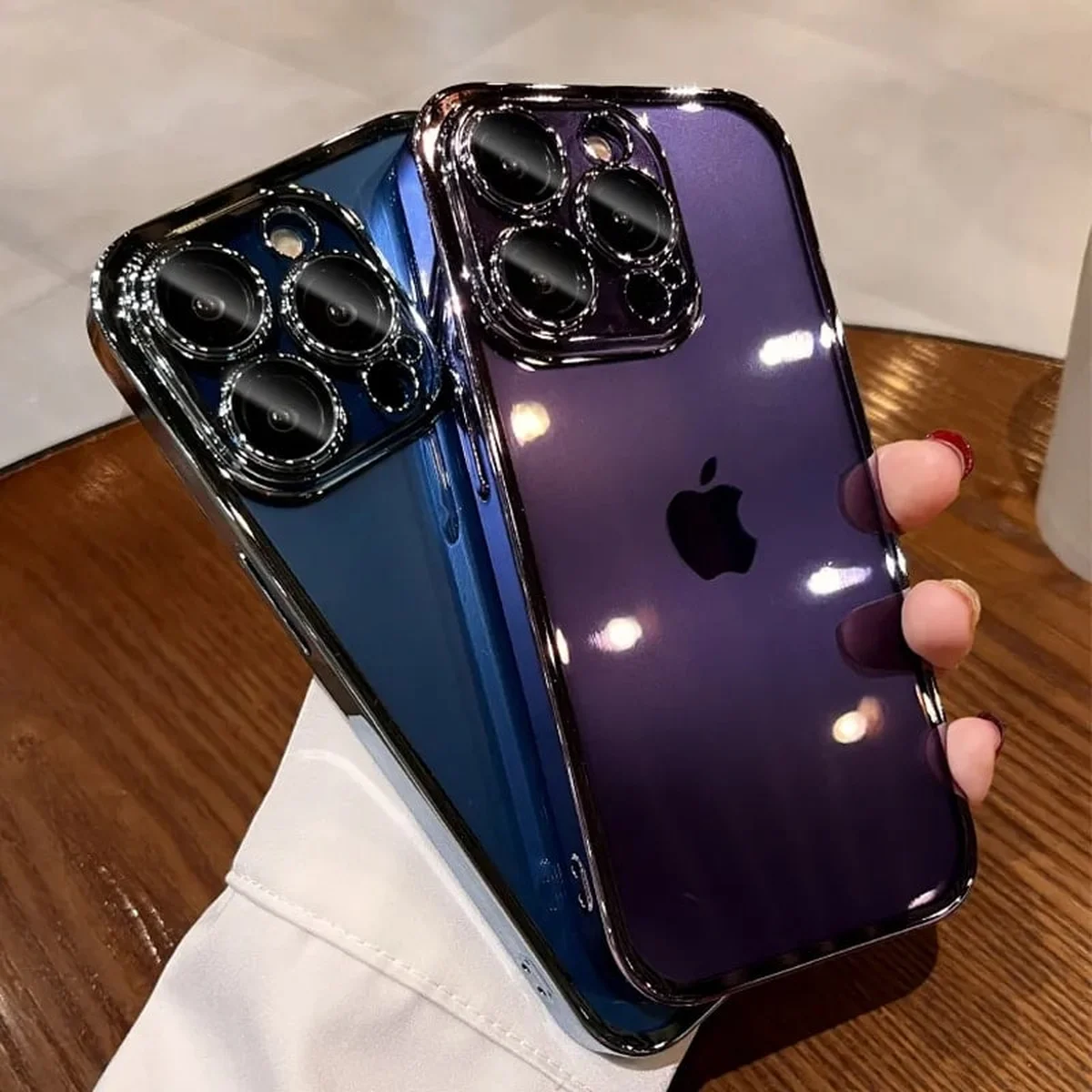 Силиконовый чехол "Square Plating" для iPhone 15 Pro Фиолетовый