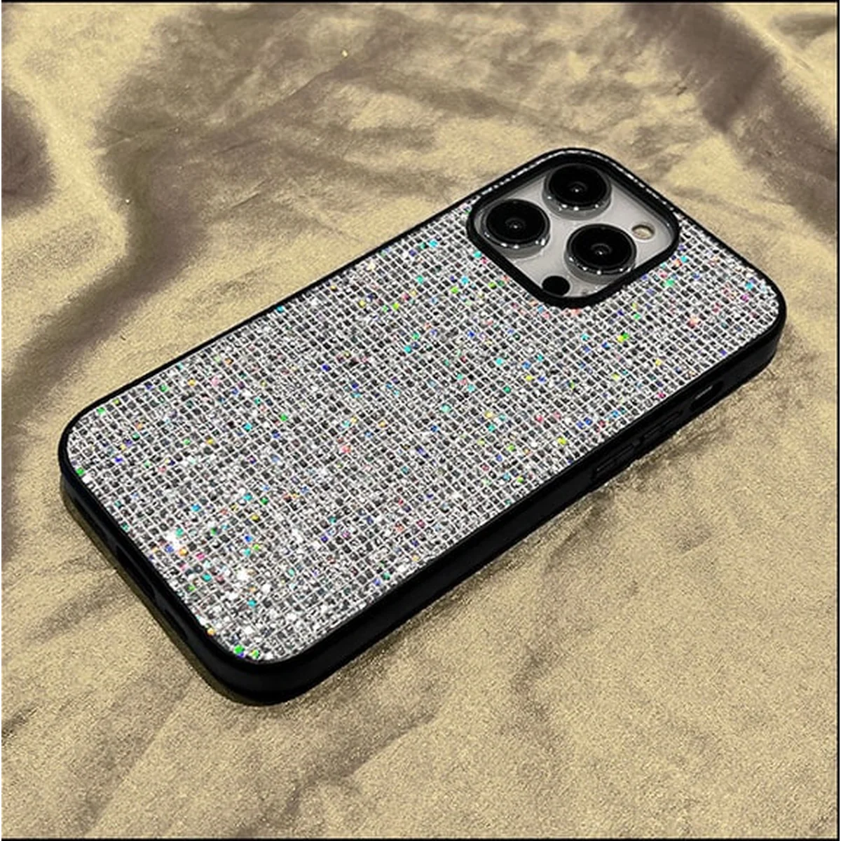 Силиконовый чехол "Bling Sequin" с блестками для iPhone 14 Pro Белый