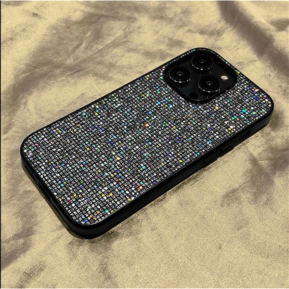 Силиконовый чехол "Bling Sequin" с блестками для iPhone 14 Pro Max Черный