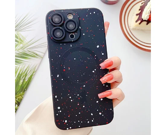 Силиконовый чехол "Silicone Dotted" with MagSafe для Apple iPhone 15 Pro Max Черный