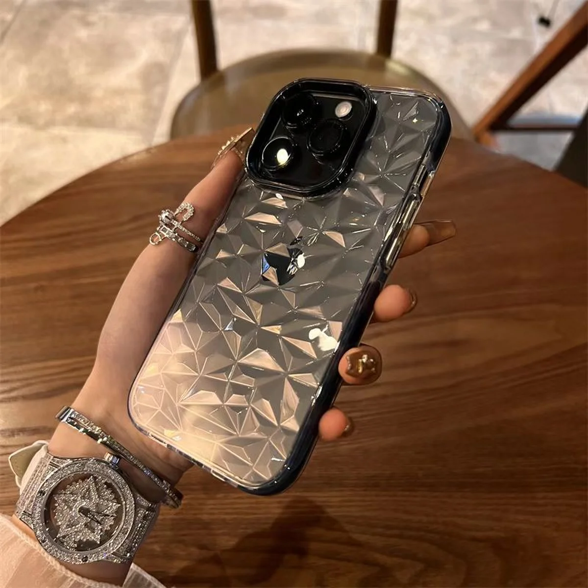 Силиконовый чехол "Crystal Diamond" для iPhone 15 Pro Max Черный