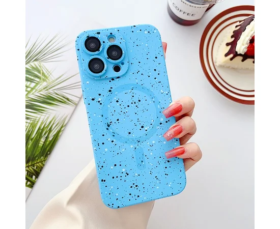 Силиконовый чехол "Silicone Dotted" with MagSafe для Apple iPhone 15 Pro Max Голубой