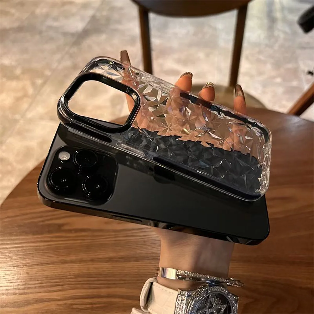 Силиконовый чехол "Crystal Diamond" для iPhone 15 Pro Max Черный