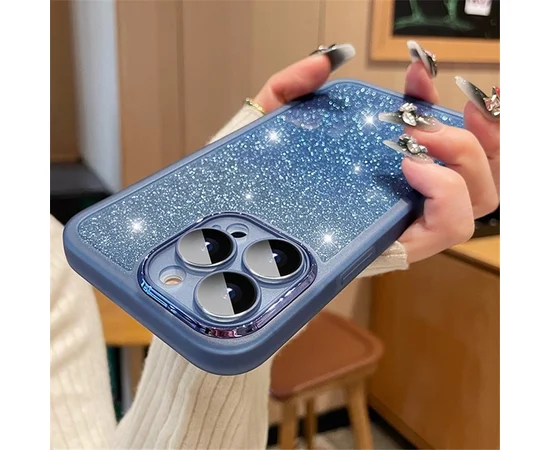 Силиконовый чехол "Bling Plating" для iPhone 15 Pro Max Синий