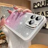Силиконовый чехол "Bling Plating" для iPhone 15 Pro Max Бело-Розовый