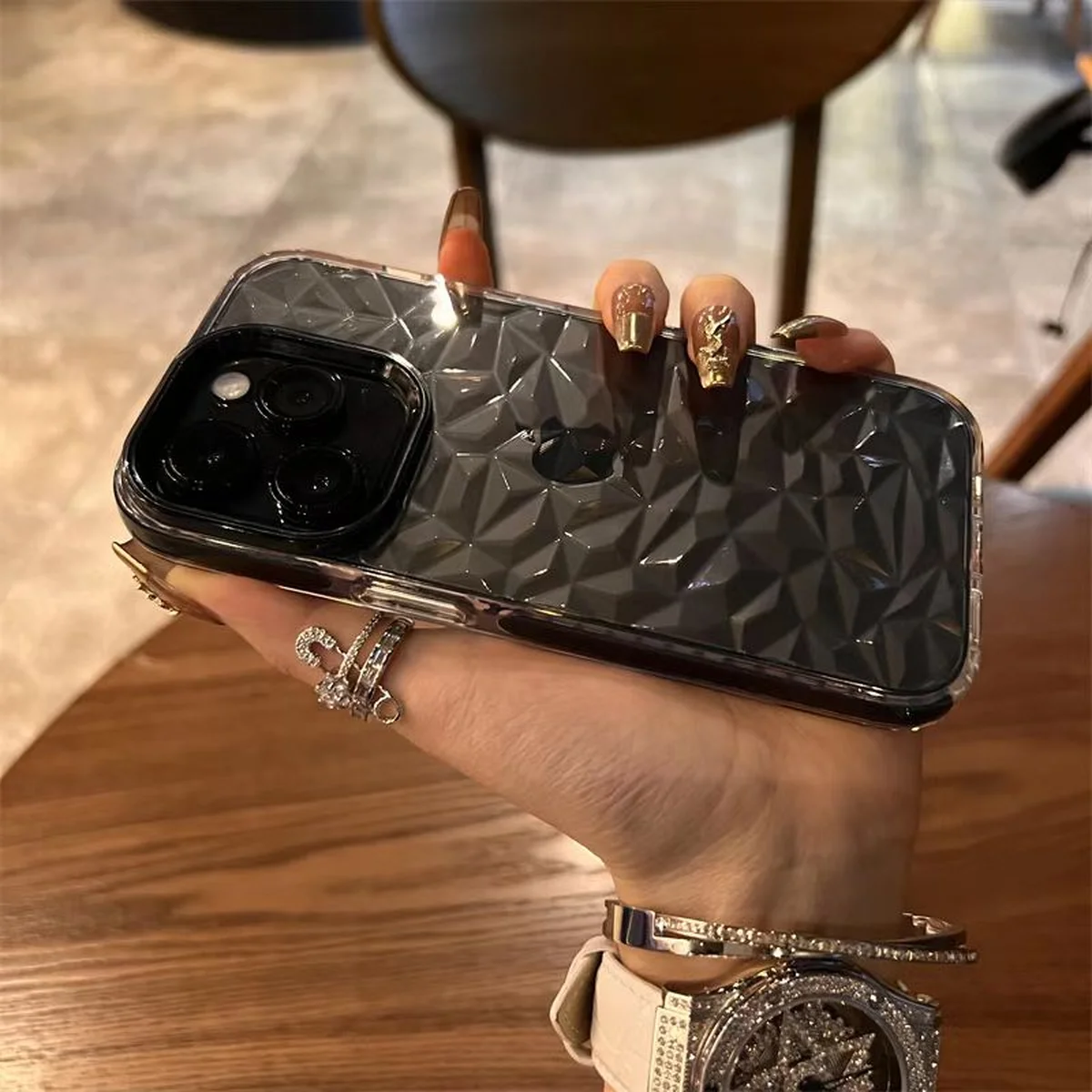 Силиконовый чехол "Crystal Diamond" для iPhone 15 Pro Max Черный