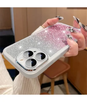 Силіконовий чохол "Bling Plating" для iPhone 15 Pro Біло-рожевий