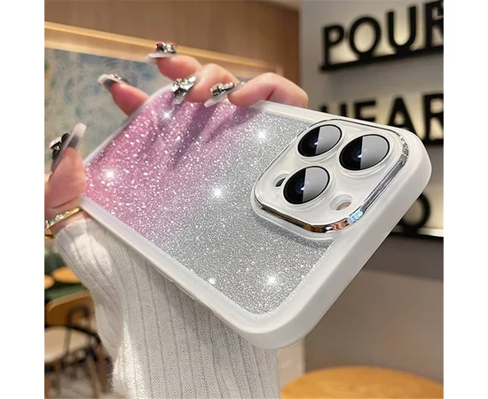 Силіконовий чохол "Bling Plating" для iPhone 15 Pro Max Біло-рожевий