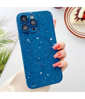 Силиконовый чехол "Silicone Dotted" with MagSafe для Apple iPhone 15 Pro Max Синий