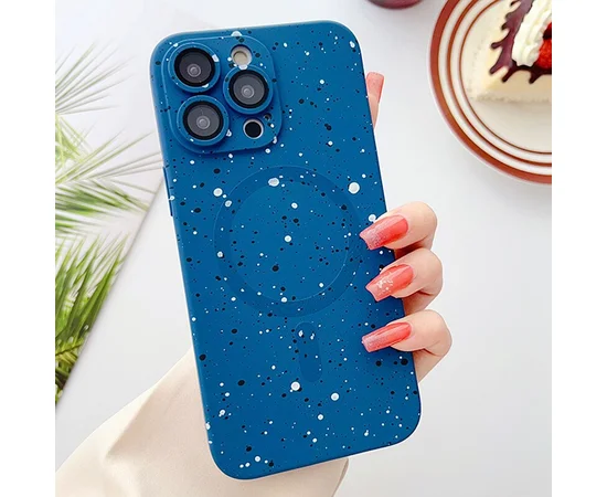 Силіконовий чохол "Silicone Dotted" with MagSafe для Apple iPhone 15 Pro Max Синій