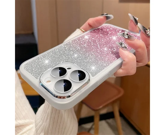 Силіконовий чохол "Bling Plating" для iPhone 15 Pro Max Біло-рожевий