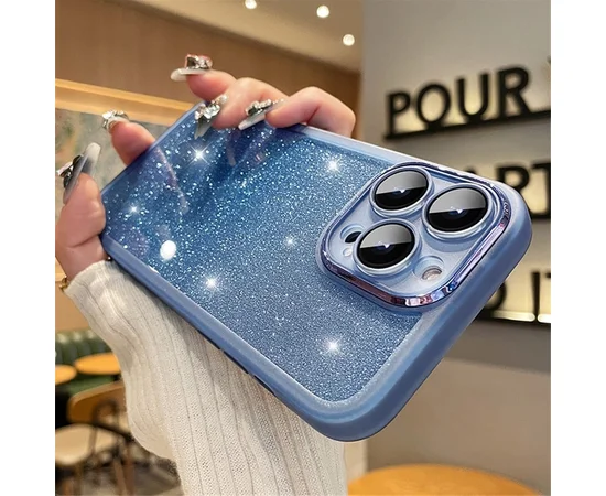 Силіконовий чохол "Bling Plating" для iPhone 15 Pro Max Синій