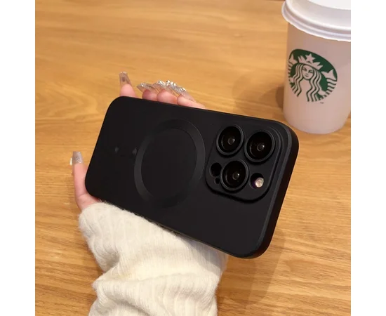 Силиконовый чехол "Luxury Matte" with MagSafe для Apple iPhone 15 Pro Max Черный