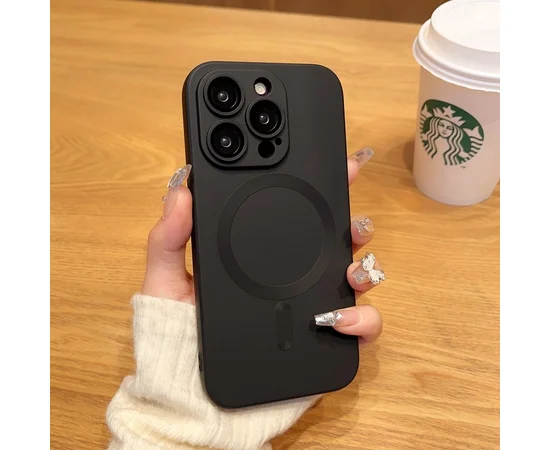 Силиконовый чехол "Luxury Matte" with MagSafe для Apple iPhone 15 Pro Max Черный