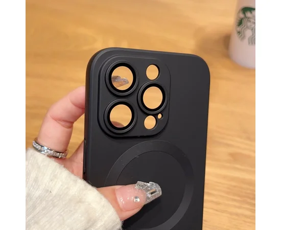 Силиконовый чехол "Luxury Matte" with MagSafe для Apple iPhone 15 Pro Max Черный