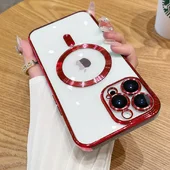Силиконовый чехол "Transparent Plating" with MagSafe для Apple iPhone 11 Pro Красный