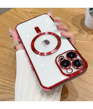 Силіконовий чохол "Transparent Plating" with MagSafe для Apple iPhone 12 Pro Max Червоний