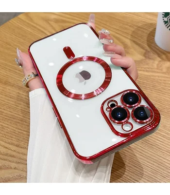 Силіконовий чохол "Transparent Plating" with MagSafe для Apple iPhone 16 Pro Max Червоний