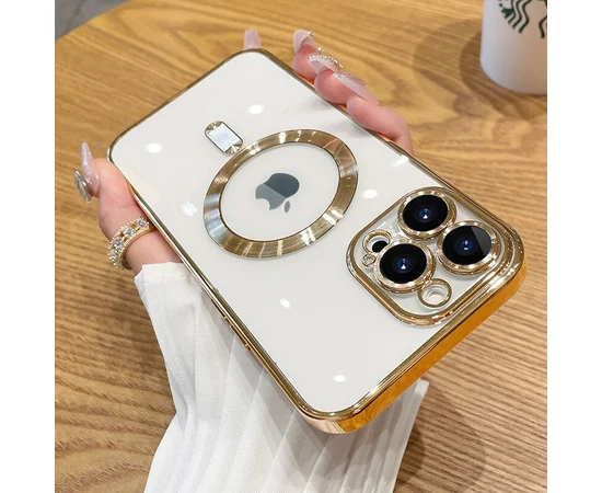 Силіконовий чохол "Transparent Plating" with MagSafe для Apple iPhone 12 Pro Max Золотий