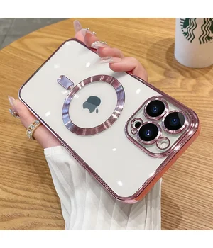 Силіконовий чохол "Transparent Plating" with MagSafe для Apple iPhone 11 Pro Max Рожевий