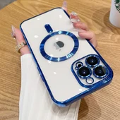Силіконовий чохол "Transparent Plating" with MagSafe для Apple iPhone 16 Pro Max Синій