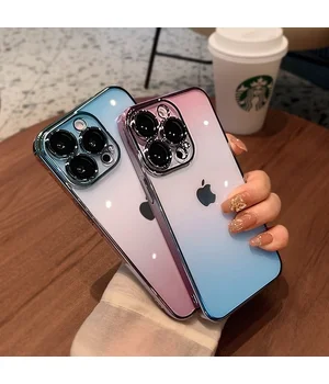 Силіконовий чохол "Electroplate Gradient" для Apple iPhone 15 Pro Синьо-рожевий