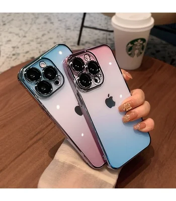 Силіконовий чохол "Electroplate Gradient" для Apple iPhone 15 Pro Синьо-рожевий