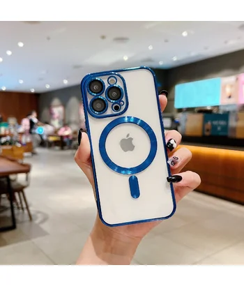 Силіконовий чохол "Transparent Plating" with MagSafe для Apple iPhone 13 Pro Max Синій Силіконовий чохол "Transparent Plating" with MagSafe для Apple iPhone 13 Pro Max Синій