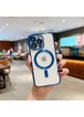 Силиконовый чехол "Transparent Plating" with MagSafe для Apple iPhone 12 Pro Max Синий