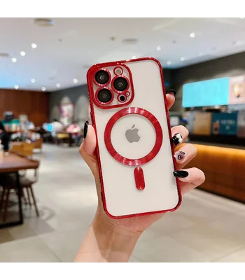 Силіконовий чохол "Transparent Plating" with MagSafe для Apple iPhone 16 Pro Max Червоний