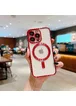 Силиконовый чехол "Transparent Plating" with MagSafe для Apple iPhone 12 Pro Max Красный