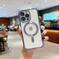 Силиконовый чехол "Transparent Plating" with MagSafe для Apple iPhone 11 Pro Max Стальной синий