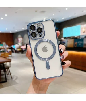 Силіконовий чохол "Transparent Plating" with MagSafe для Apple iPhone 12 Pro Max Сталевий синій