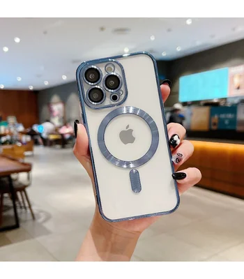 Силіконовий чохол "Transparent Plating" with MagSafe для Apple iPhone 12 Pro Max Сталевий синій