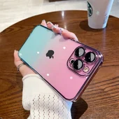 Силиконовый чехол "Electroplate Gradient" для Apple iPhone 15 Pro Max Сине-розовый