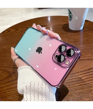 Силіконовий чохол "Electroplate Gradient" для Apple iPhone 15 Pro Max Синьо-рожевий