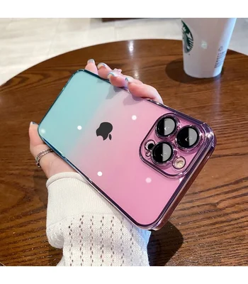 Силіконовий чохол "Electroplate Gradient" для Apple iPhone 15 Pro Синьо-рожевий