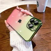 Силиконовый чехол "Electroplate Gradient" для Apple iPhone 15 Pro Max Розово-желтый