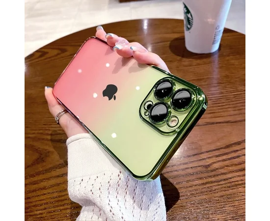 Силиконовый чехол "Electroplate Gradient" для Apple iPhone 15 Pro Розово-желтый