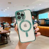 Силиконовый чехол "Transparent Plating" with MagSafe для Apple iPhone 14 Pro Max Зеленый
