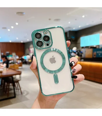 Силиконовый чехол "Transparent Plating" with MagSafe для Apple iPhone 11 Pro Max Зеленый