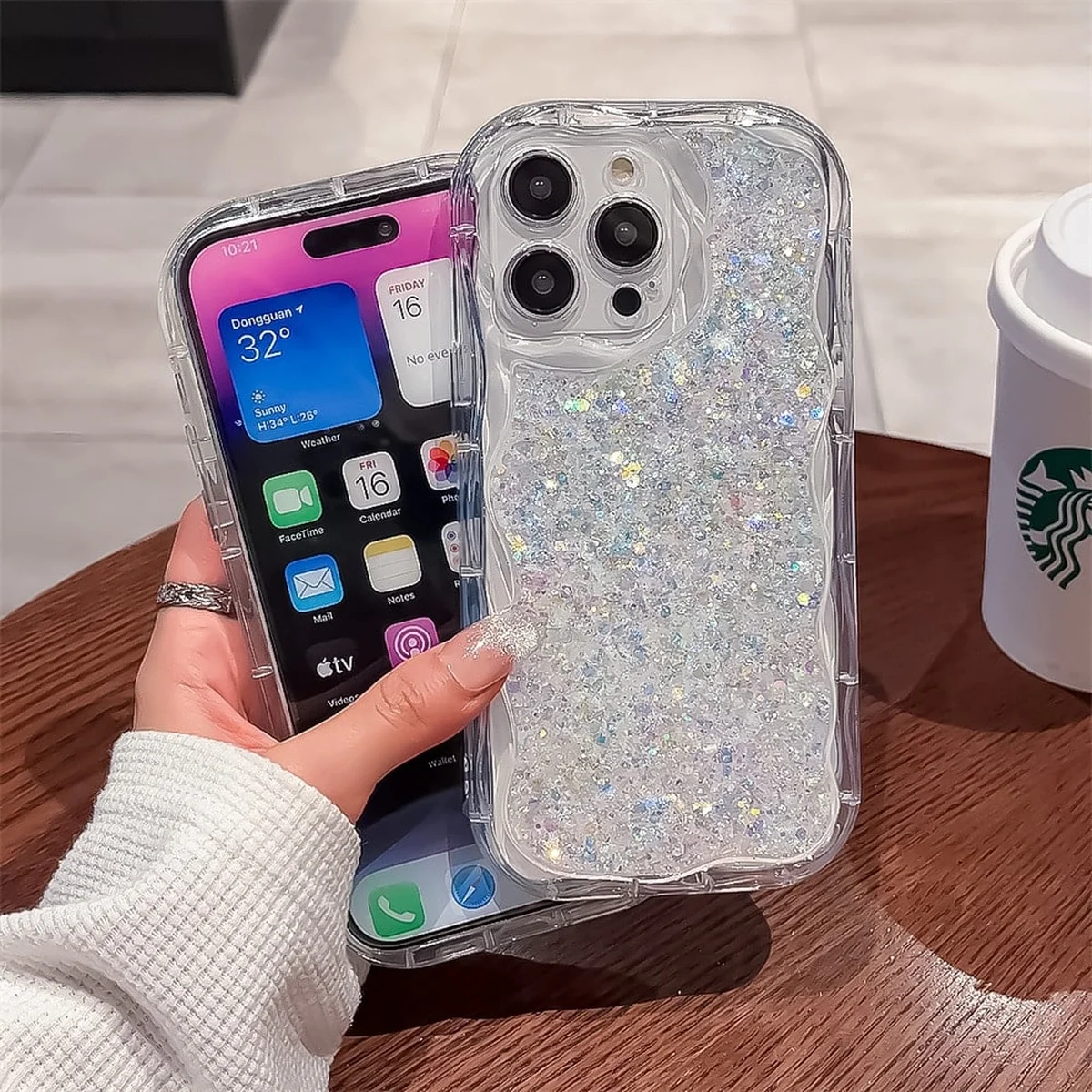 Силиконовый чехол "Bling Cute Wave" для Apple iPhone 14 Pro Серебряный
