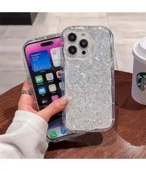 Силиконовый чехол "Bling Cute Wave" для Apple iPhone 13 Pro Max Серебряный Силиконовый чехол "Bling Cute Wave" для Apple iPhone 13 Pro Max Серебряный