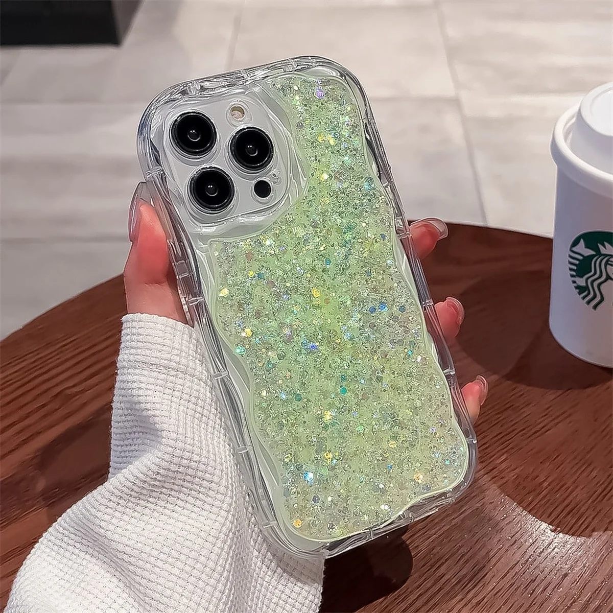 Силиконовый чехол "Bling Cute Wave" для Apple iPhone 13 Pro Max Зеленый
