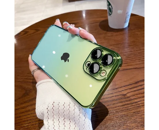 Силиконовый чехол "Electroplate Gradient" для Apple iPhone 15 Pro Max Сине-желтый