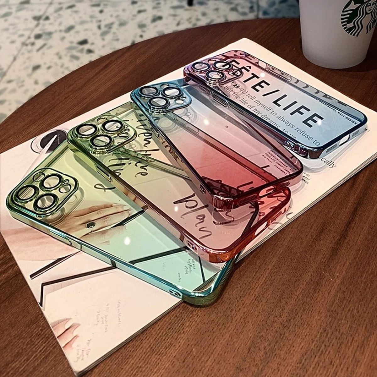 Силиконовый чехол "Electroplate Gradient" для Apple iPhone 15 Pro Сине-желтый