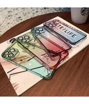 Силіконовий чохол "Electroplate Gradient" для Apple iPhone 14 Pro Рожево-жовтий