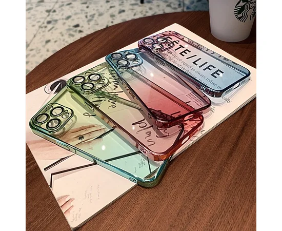 Силиконовый чехол "Electroplate Gradient" для Apple iPhone 15 Pro Max Сине-желтый