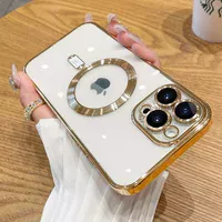 Силиконовый чехол "Transparent Plating" with MagSafe для Apple iPhone 12 Pro Золотой